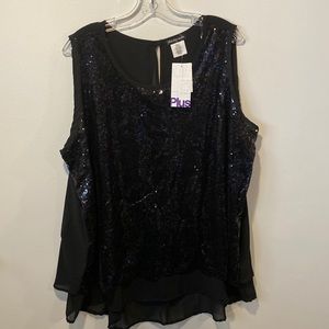 CHA CHA VENTE Women’s Black Sequin Top Size 2X